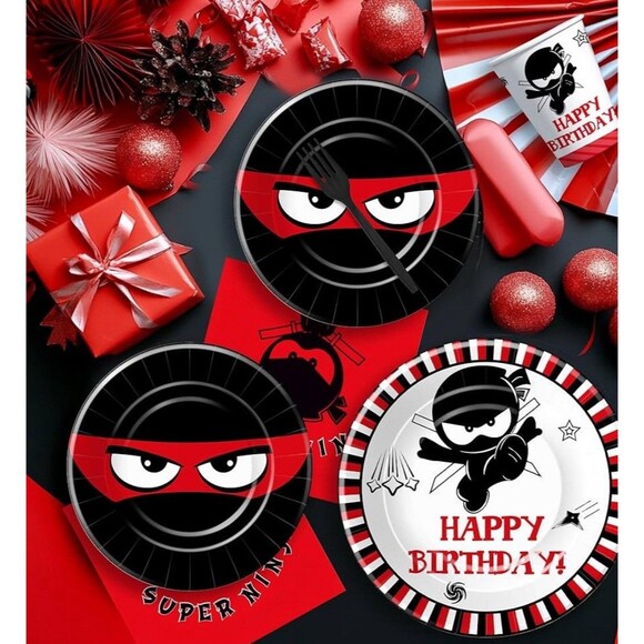 Ninja Birthday Party Supplies serves 24 Dinner Plates Dessert Plates Cups Napkin - Picture 4 of 12